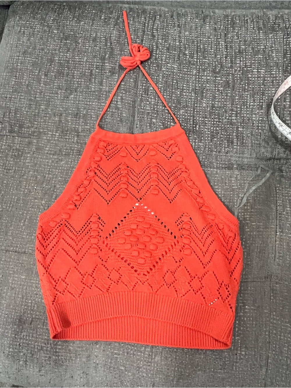 Hunter & Brown Crocheted Halter Crop Top,